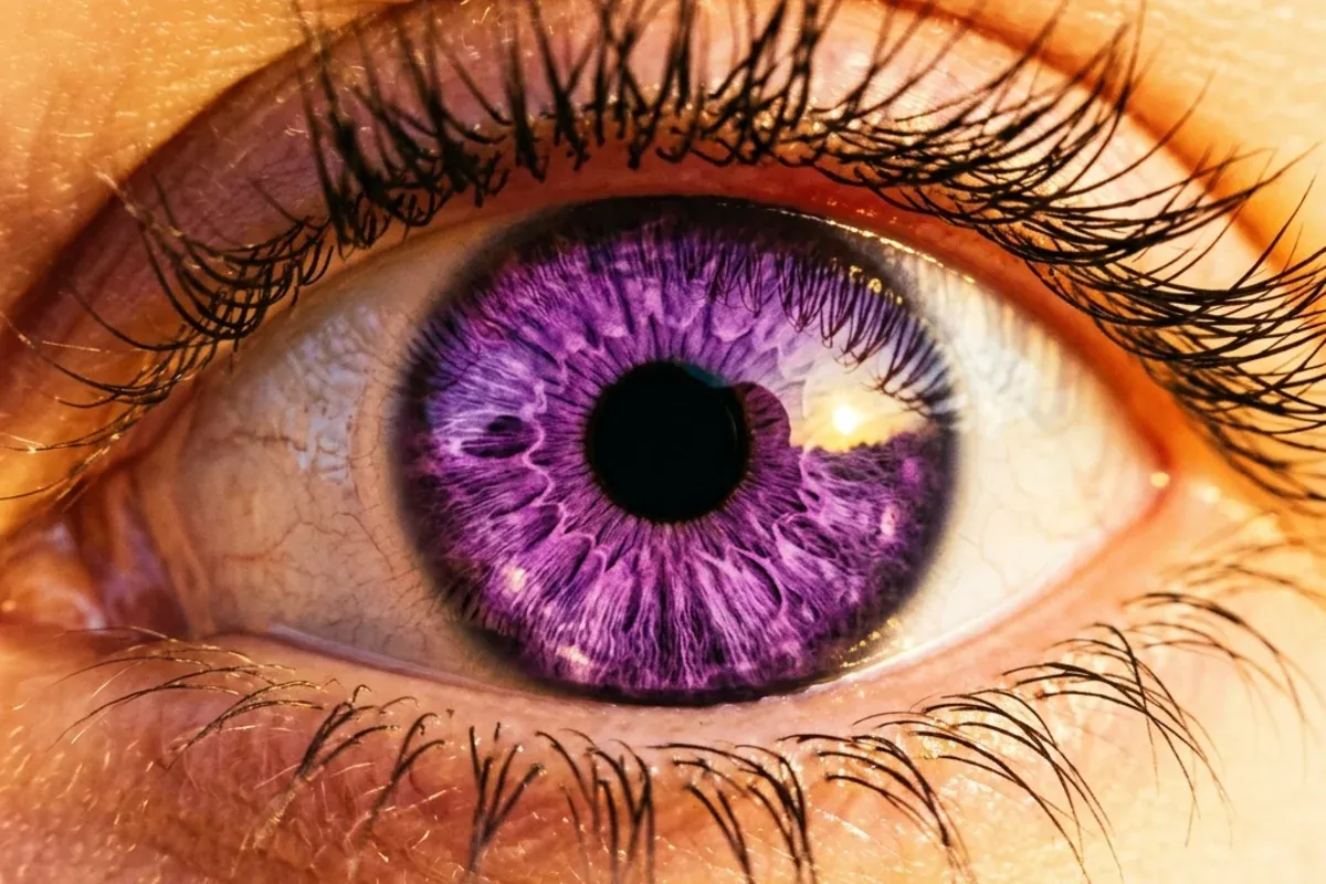 Close-up of a friendly human eye in warm light