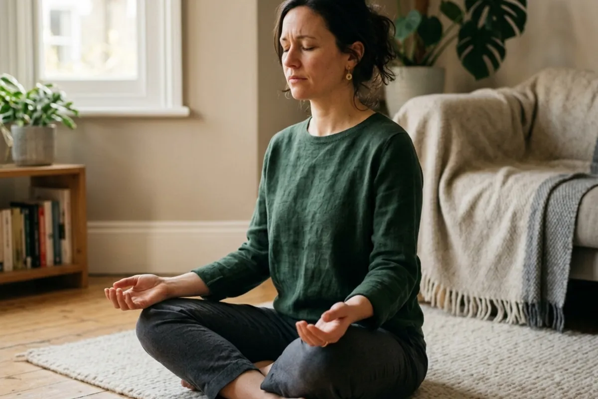 Person sitting quietly with hands resting open on their lap